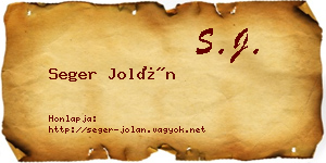 Seger Jolán névjegykártya