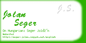 jolan seger business card